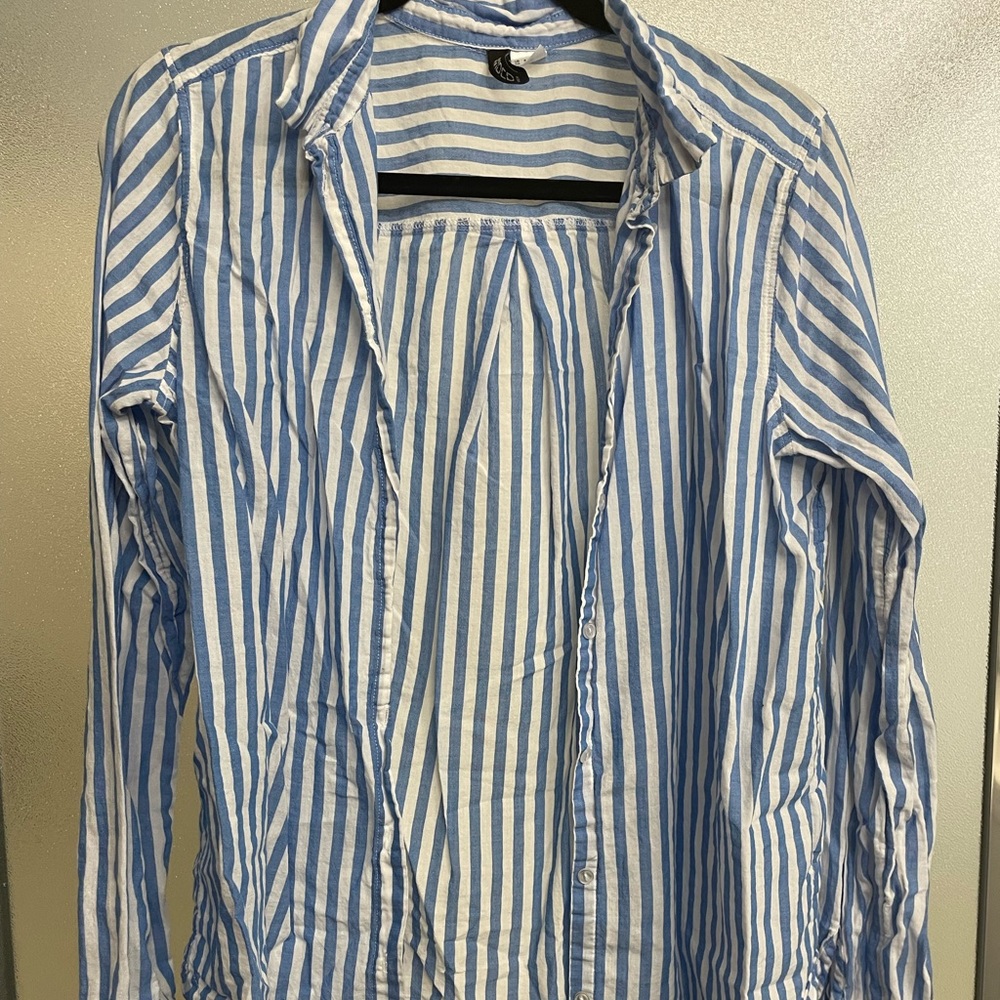 ZARA blue and white stripped top